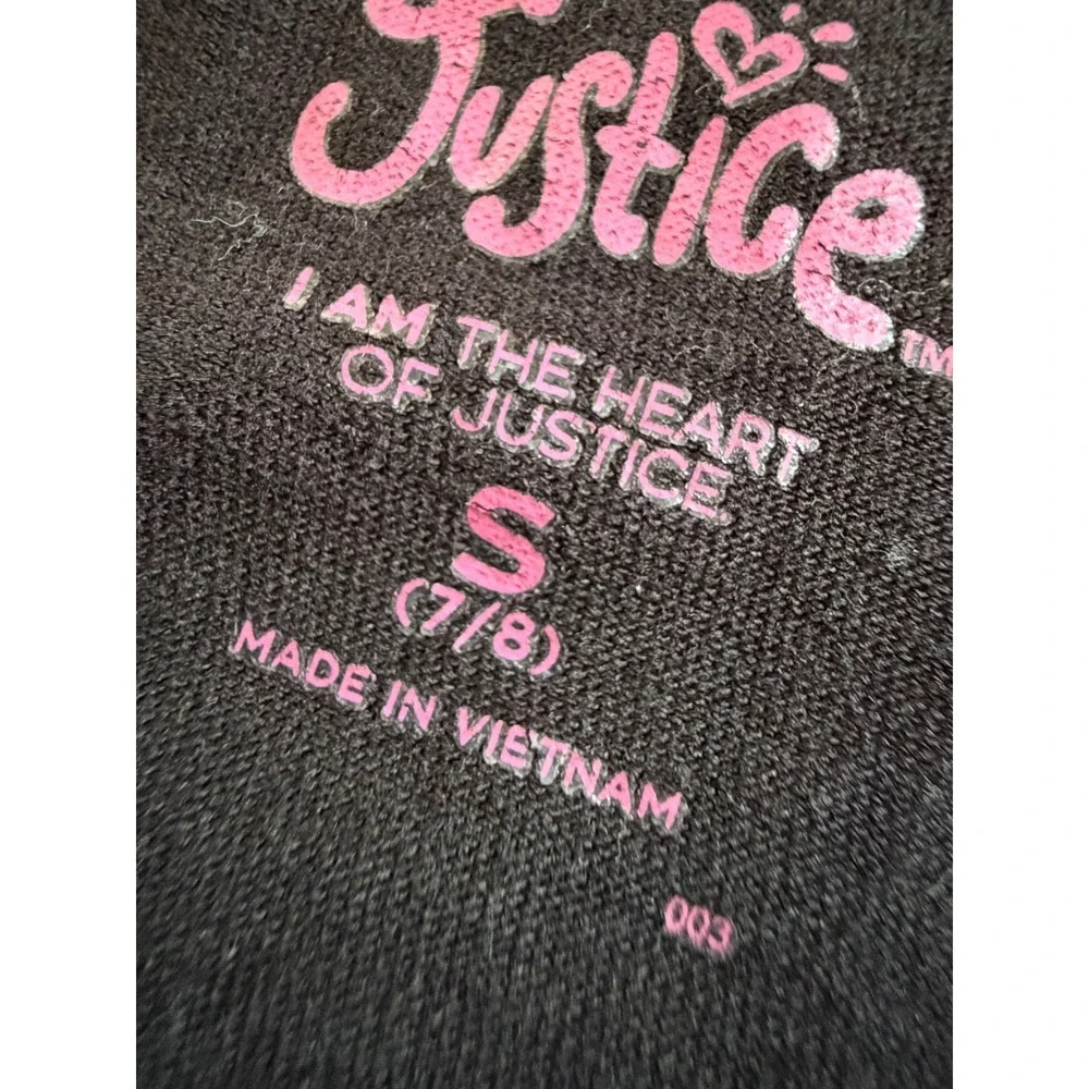 Justice Athletics Unicorn Graphic T-Shirt Girls Small 7/8 Black Short Sleeve